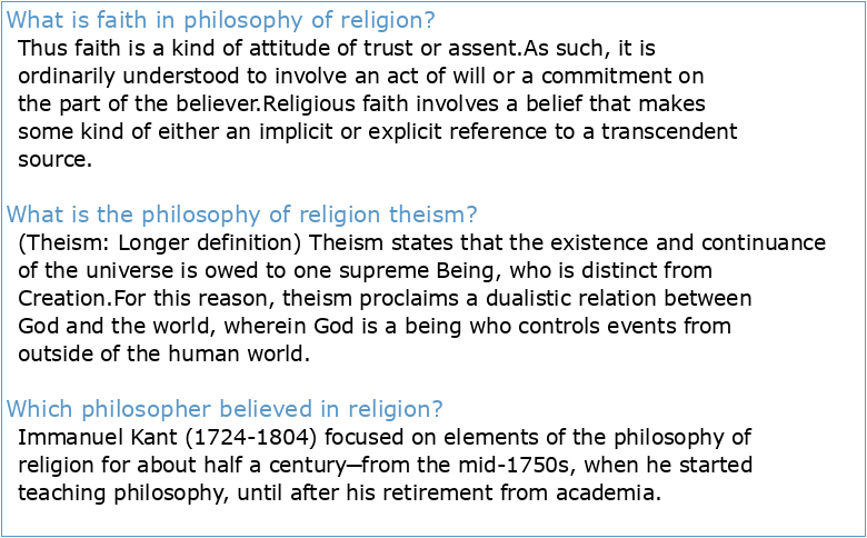 Philosophy of Religion A
