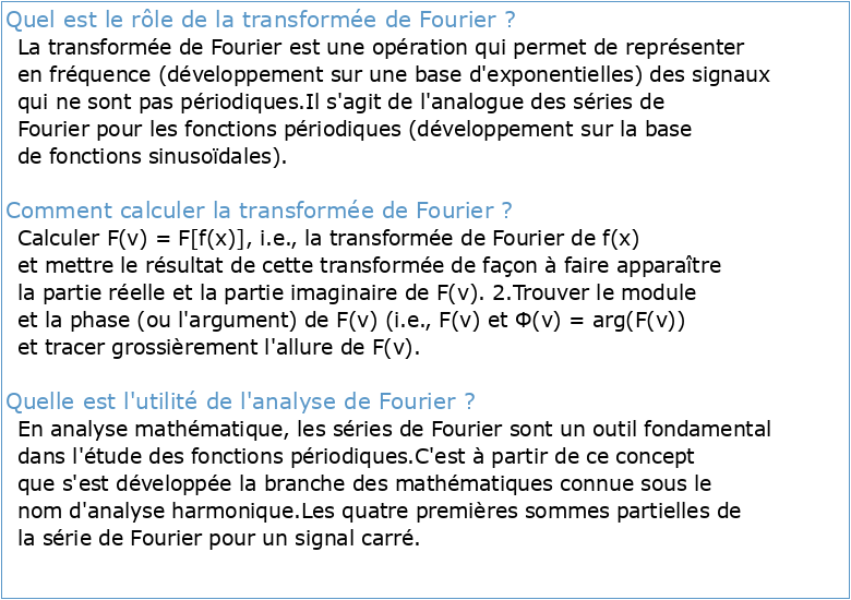Les Transformes de Fourier