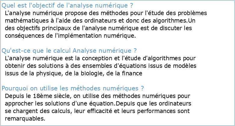 Analyse Numérique et Algorithmique