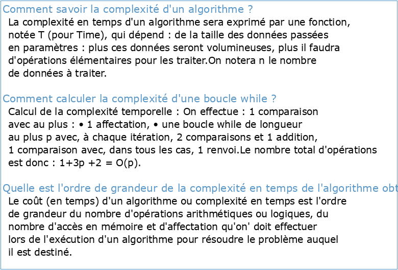 Exercice 1 : Complexité des algorithmes (8 points)