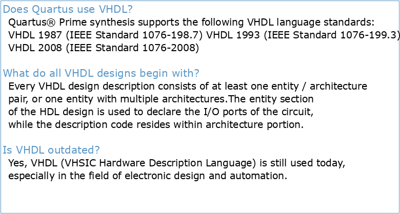 Quartus® Prime Introduction Using VHDL Designs
