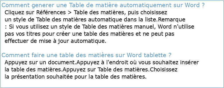 CAPSULE WORD Comment générer automatiquement une table