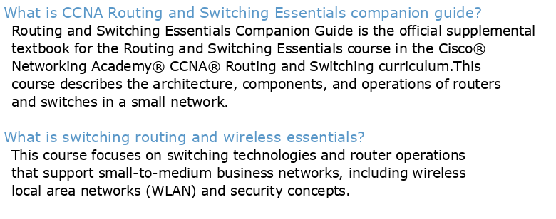 Switching Routing and Wireless Essentials Companion Guide