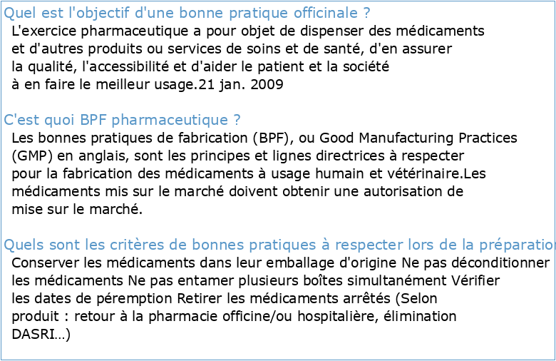 Guide des Bonnes Pratiques Pharmaceutiques Officinales