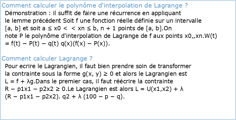Polynômes d’interpolation de Lagrange
