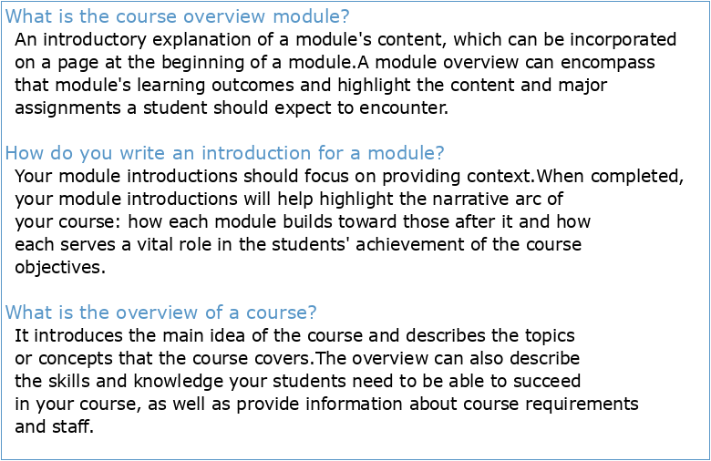 Module 1 Introduction and Course Overview