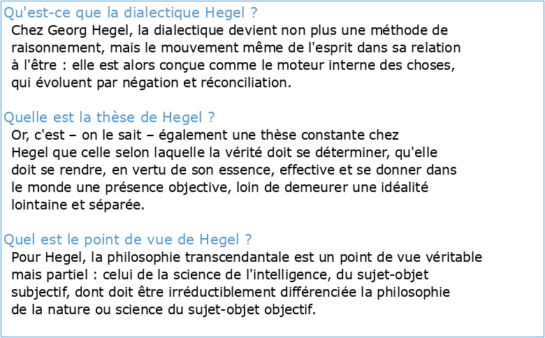 Note critique : La dialectique de Hegel