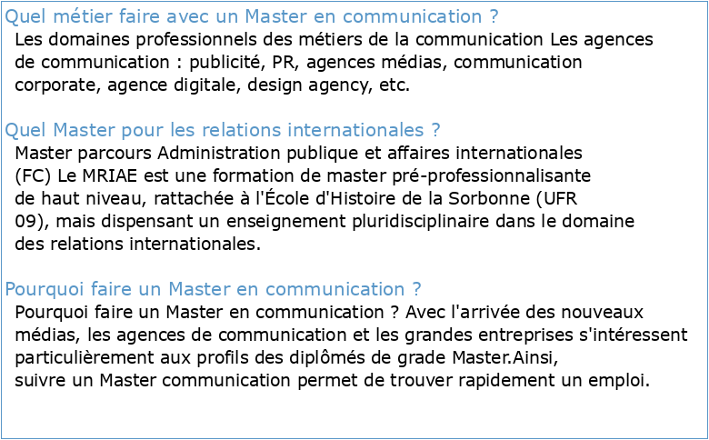 Master 2 communication internationale