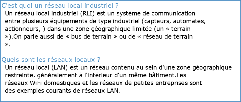 Introduction aux Réseaux Locaux Industriels