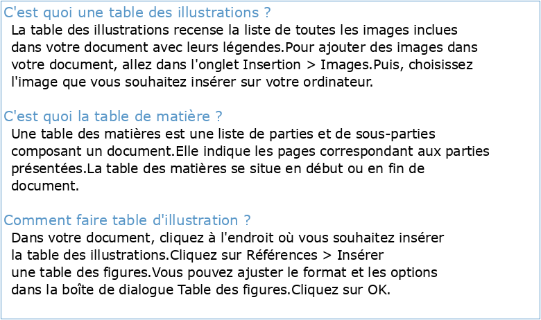 TABLE DES MATIERES Table des illustrations Introduction 1