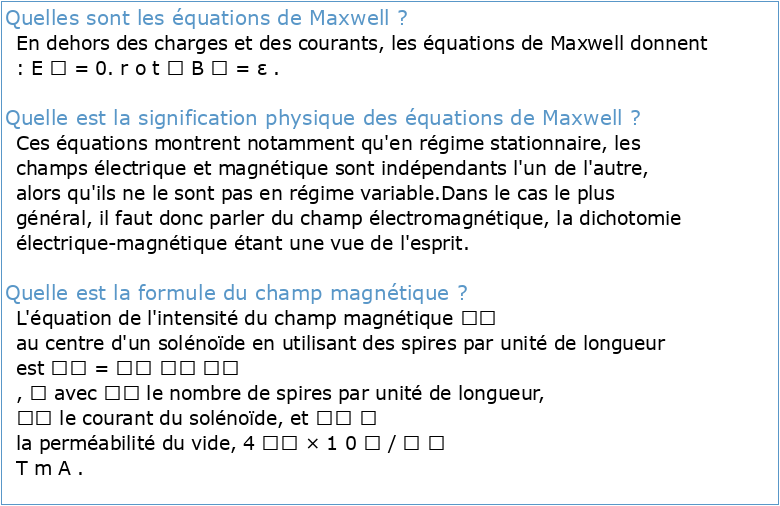 Électromagnétisme Les équations de Maxwell