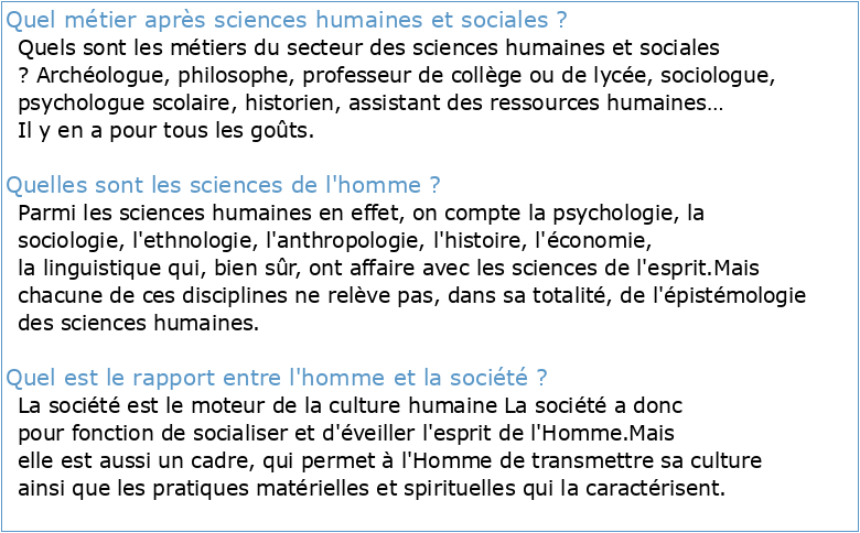 SCIENCES DE L'HOMME ET DE LA SOCIÉTÉ