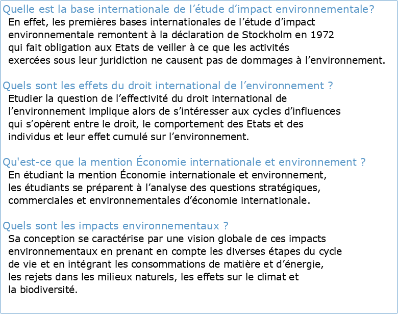 Environnement Economique International :