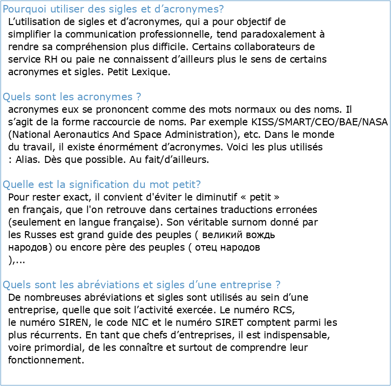 Petit Dictionnaire Des Sigles et acronymes