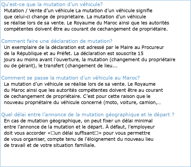Annexe 4 Déclaration de mutation de véhicule
