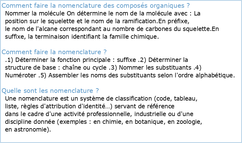 Nomenclature en chimie organique