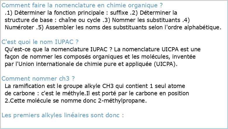 Nomenclature de la Chimie Organique — règles IUPAC — Z E R a S H