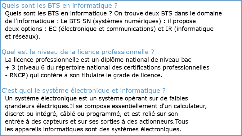 bts/licence professionnelle systeme electronique et informatique (lp