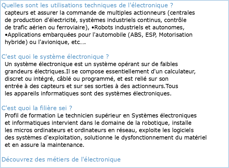 Techniques des Systèmes Électroniques