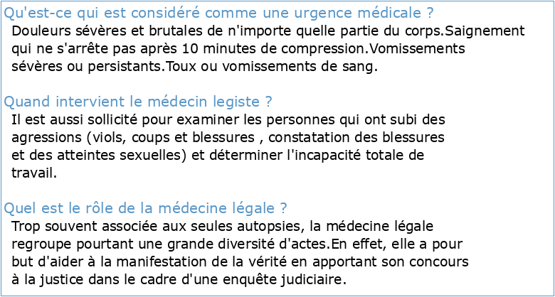 ASPECTS MÉDICO-LÉGAUX EN MEDECINE D'URGENCE