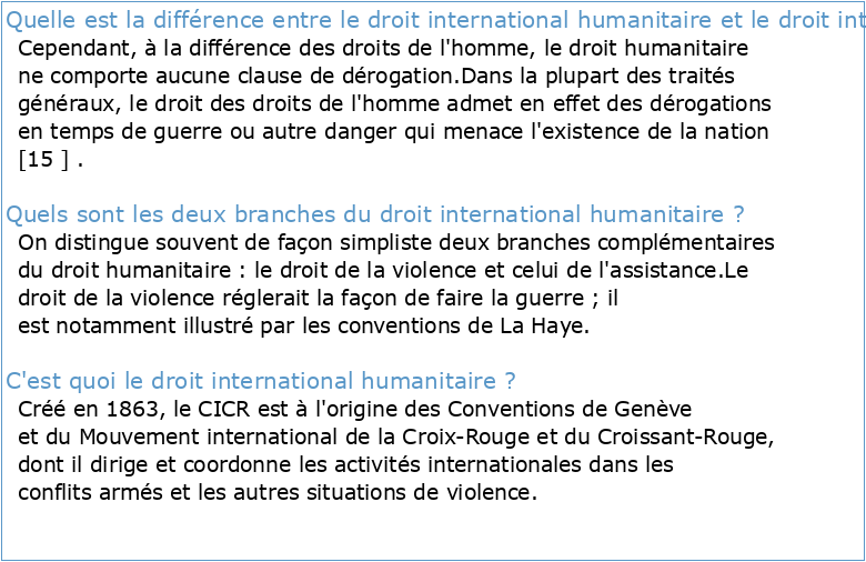 Droit international humanitaire et droit international des droits de l