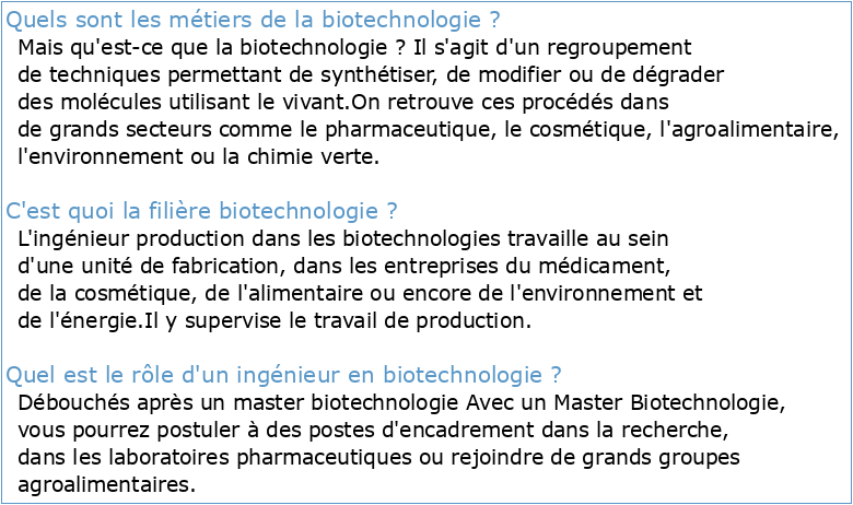 Profil Biotechnologie