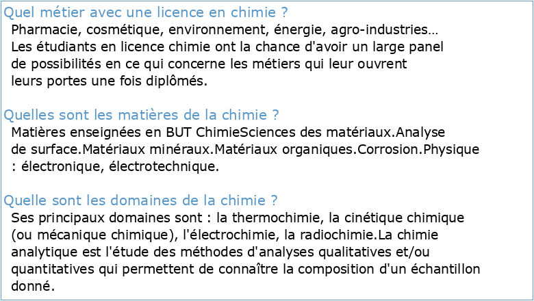 Licence Chimie