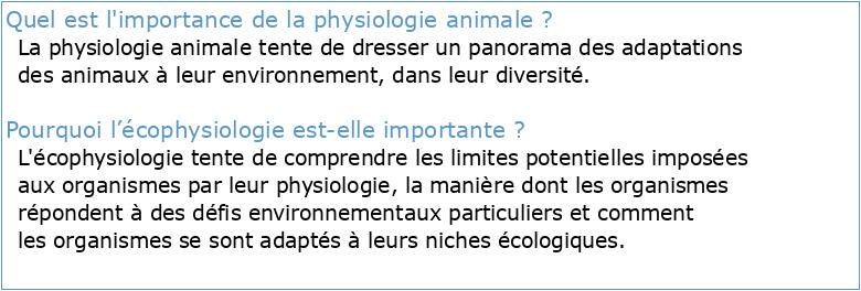 Ecophysiologie animale