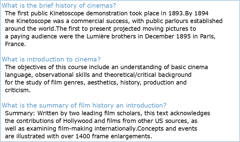 The History Of Cinema A Very Short Introduction