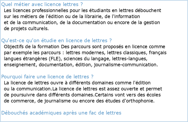 LICENCE LETTRES