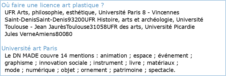 Evaluation de la licence Esthétique arts et cultures (Université Paris 1