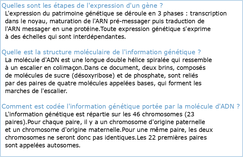 Chapitre 3 Génétique moléculaire : expression de l'information