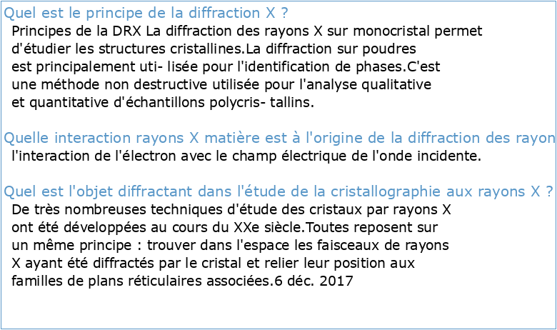Structures cristallines et diffraction des rayons X