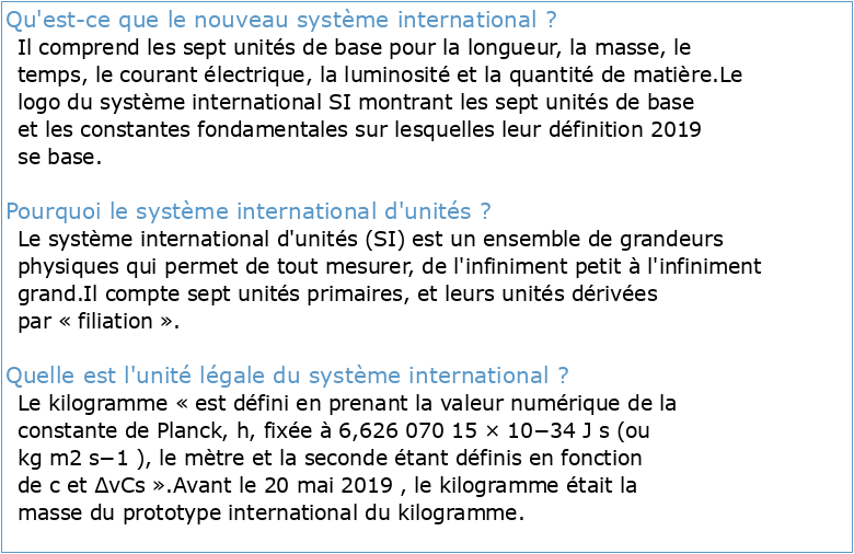 11 Le système international (SI)