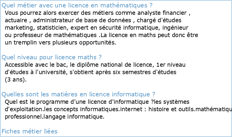 Les licences mathématiques et informatique de l'université de Paris