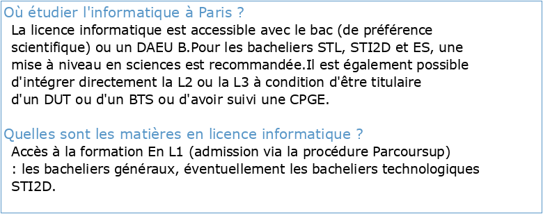 Evaluation de la licence Informatique (Université Paris 7