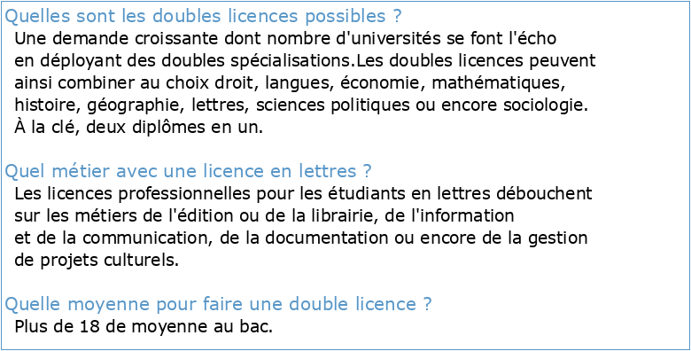 DOUBLE LICENCE Lettres