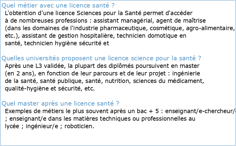 Evaluation de la licence Ingénierie de la santé (Université de Lorraine)