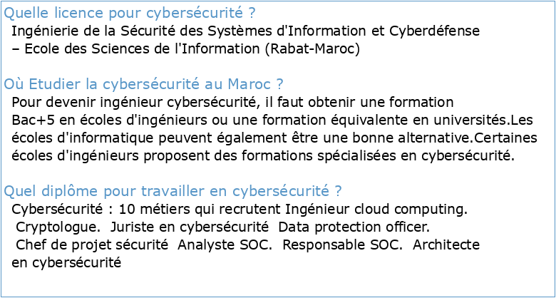 Licence en Informatique Appliquée Cyber Sécurité et Confiance