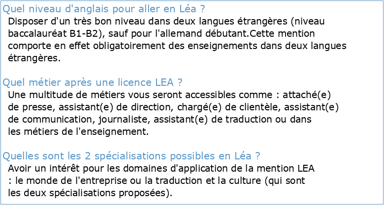 Licence Langues Etrangères Appliquées (LEA) Parcours Anglais