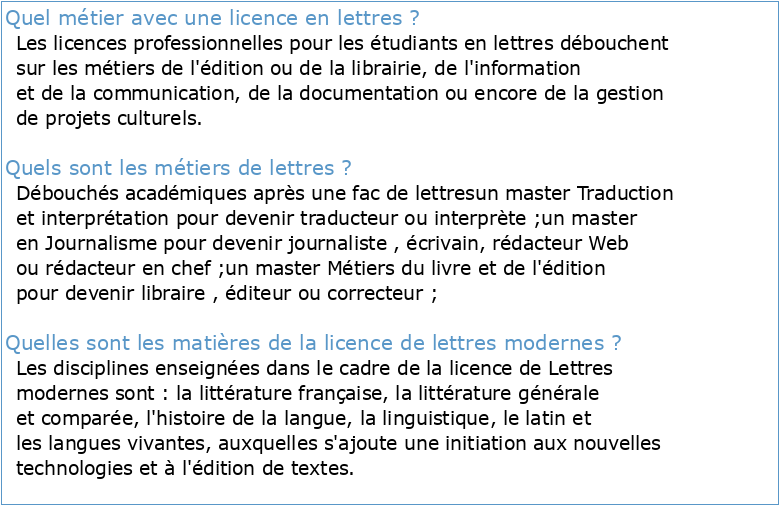 Licence Lettres parcours Lettres et Arts