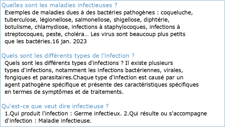 « Maladies infectieuses »