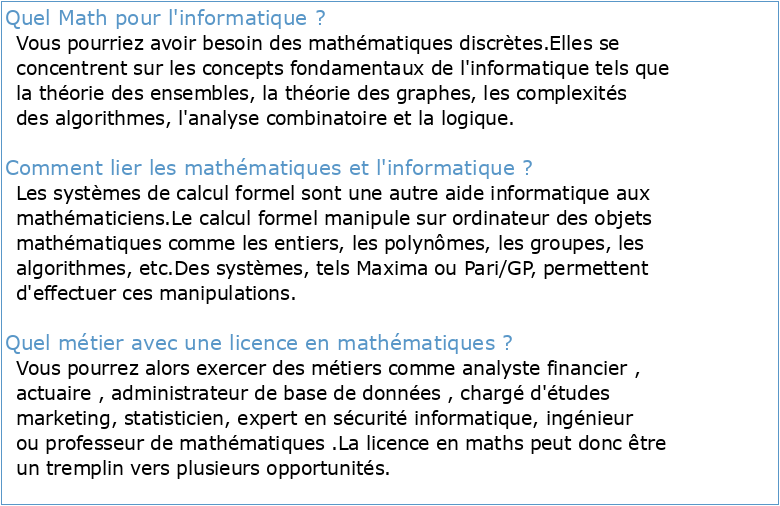 Licence Informatique parcours Mathématiques