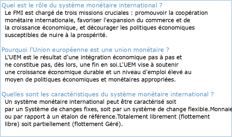 Le Système monétaire international et l'Union monétaire européenne