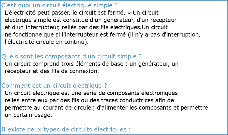 Le circuit électrique simple