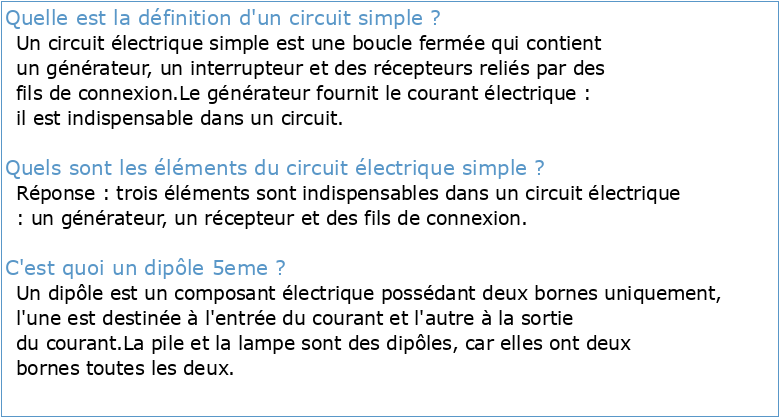 Chapitre 1 : Courant électrique et circuit électrique simple
