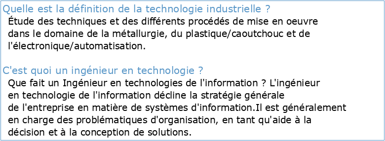 Technologies industrielles