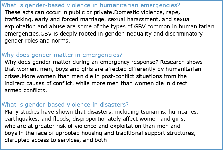 gender-based violence in emergencies