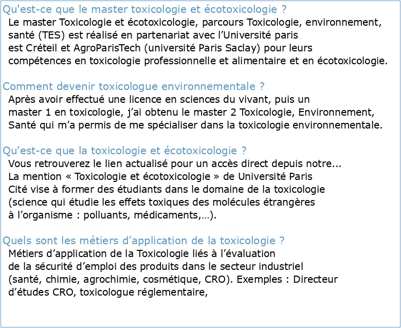 Master Mention TOXICOLOGIE