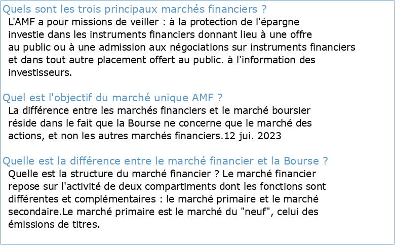 Comprendre les marchés financiers  AMF